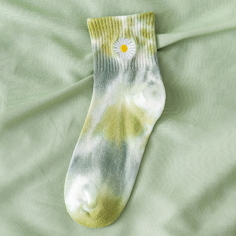 Embroidered Daisies Socks Thin Ankle Cotton Socks